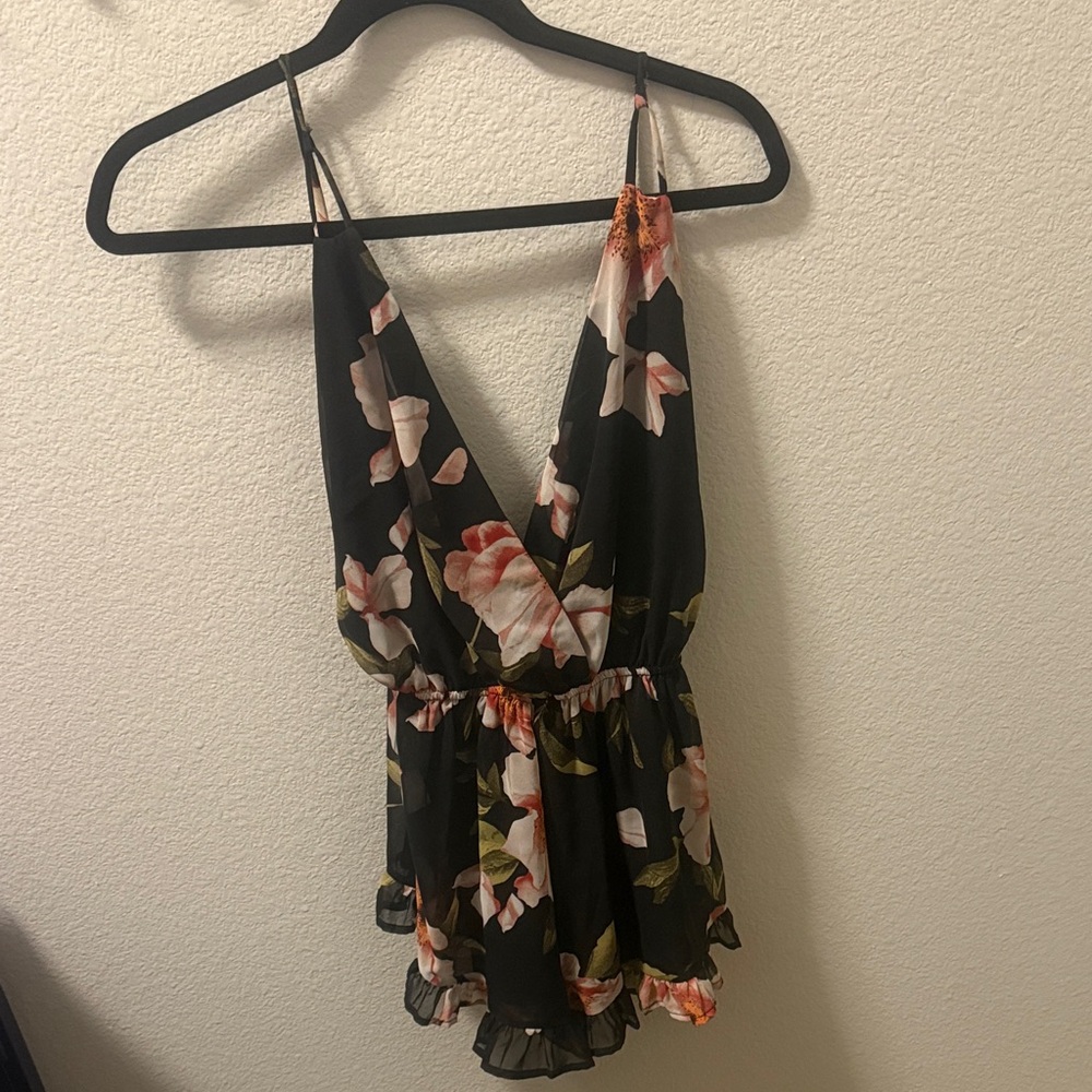 Millennial Pink Floral V-Neck Romper